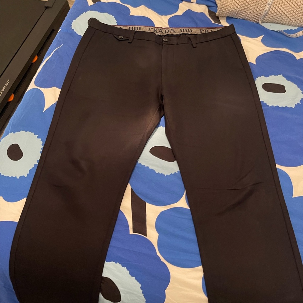 Prada Black Men's Chinos with Branded Waistband